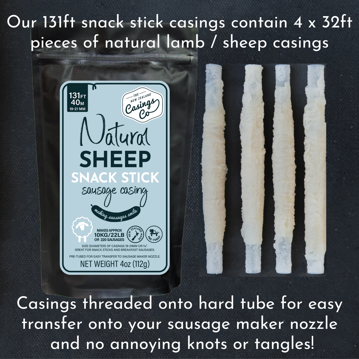 Seasoning & Casings Kit For 100 Lbs Of Snack Sticks - 21mm Filled Diameter